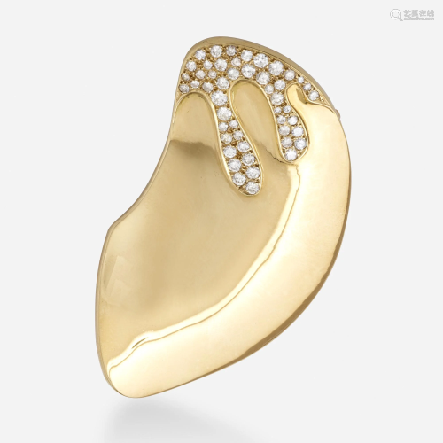 Modernist gold and diamond brooch