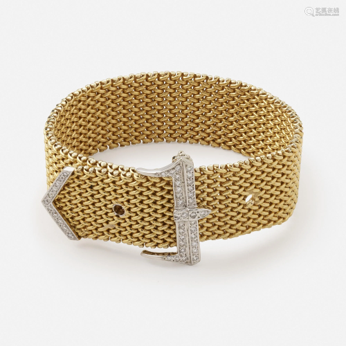 Diamond and gold buckle bracelet
