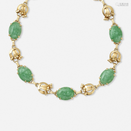 Retro gold and jade necklace