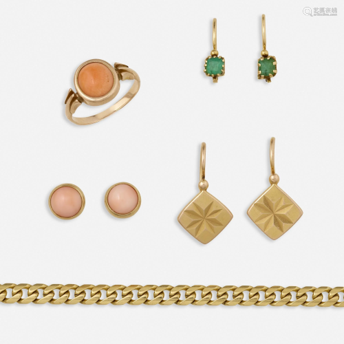 Group of gold and gem-set jewelry