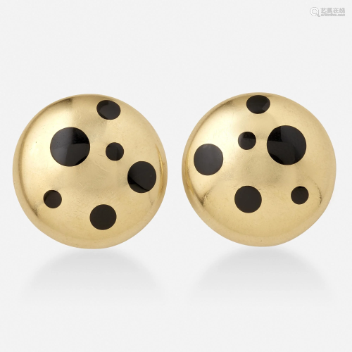 Gold and enamel earrings