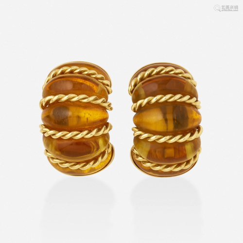 Seaman Schepps, Citrine and gold earrings