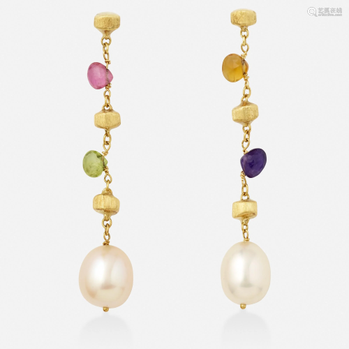 Marco Bicego, Multi-gem and cultured pearl earrings