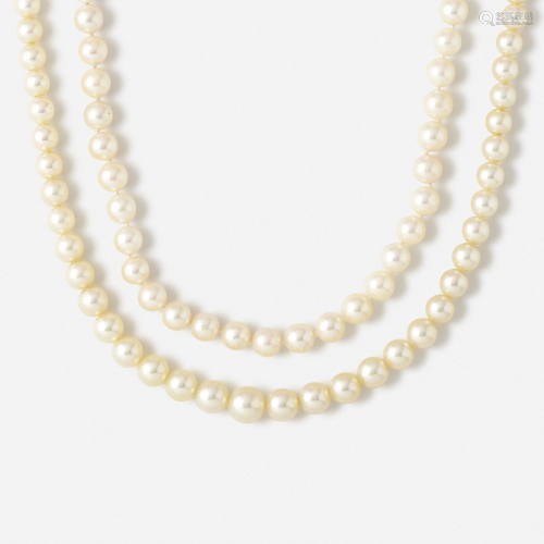 Mikimoto, Two cultured pearl necklaces