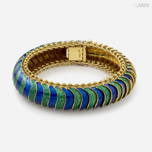 Enamel and gold bracelet