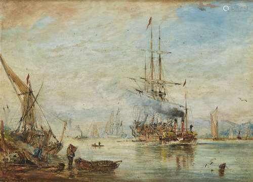 George Chambers Jnr, British fl. 1848-1868- Shipping scene i...