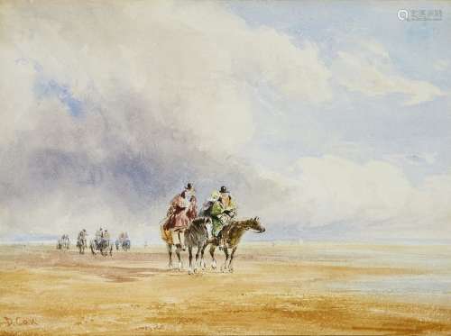 David Cox OWS, British 1783-1859- Crossing the Sands; waterc...