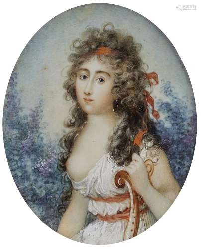 Jean Urbain Guerin, French 1760-1836- A portrait miniature o...