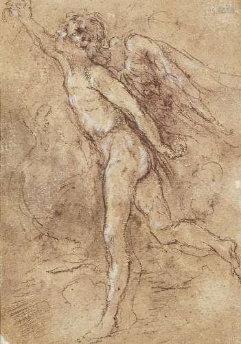 Venetian School, 17th century- Study of an Angel; brown chal...