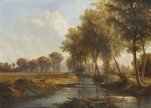 François Ferrière, Swiss 1752-1839- A river landscape with a...