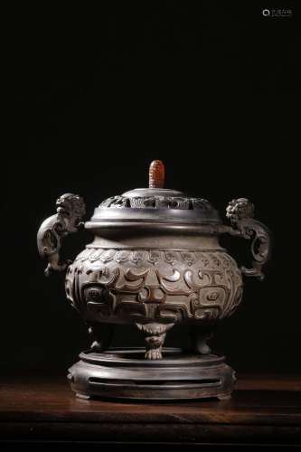 chinese bronze censer（with red sandalwood lid）