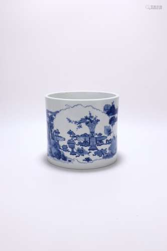 chinese blue and white porcelain brush pot