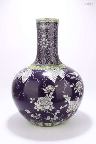 chinese eggplant-purple glazed porcelain vase