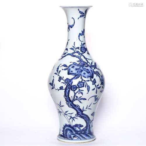 chinese blue and white porcelain olive-shaped vase