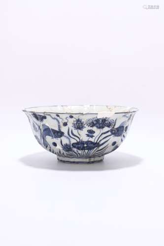 chinese blue and white porcelain bowl(restored）