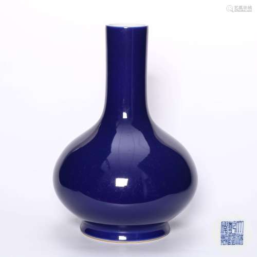 chinese blue glazed porcelain globular vase