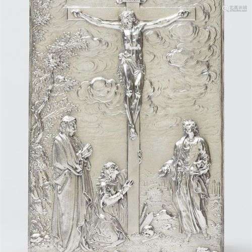 Plaque avec crucifixion Argent. Haut rectangulaire, avec un ...