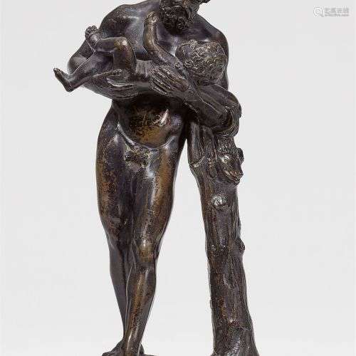 Silène avec l'enfant Dionysos Fonte en bronze avec patine no...