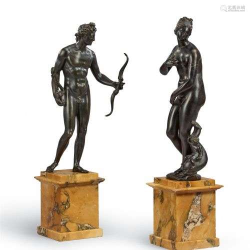 Vénus Médicis et Apollon avec une lyre Fonte en bronze avec ...