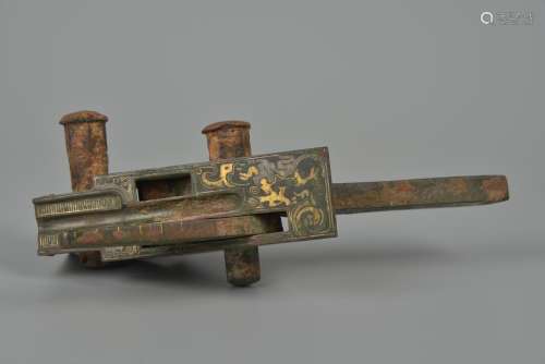Warring States Period broze inlaying gold and silver trigger...