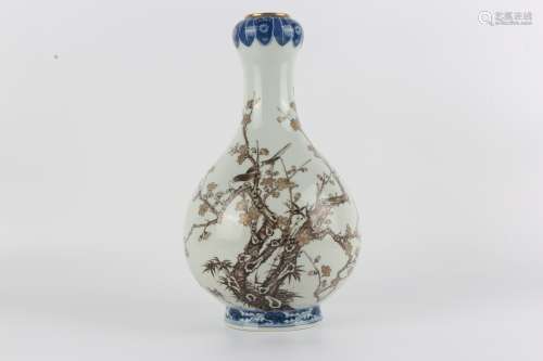 Qing dynasty Qianlong period, blue-and-white Enameled garlic...