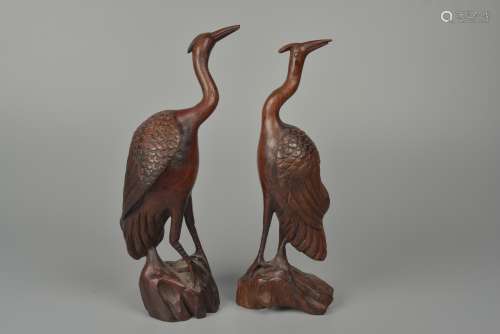 Hard wood sculpture, little egret
