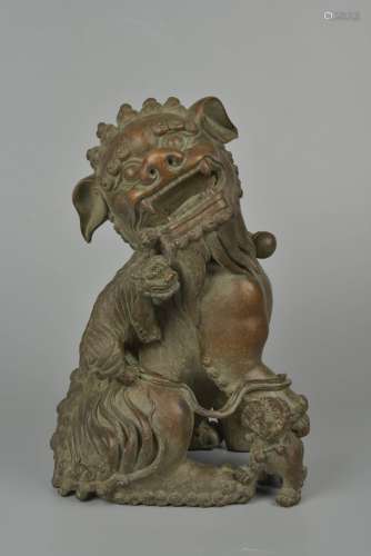 19th century style mystic Buddhism lions stone objects