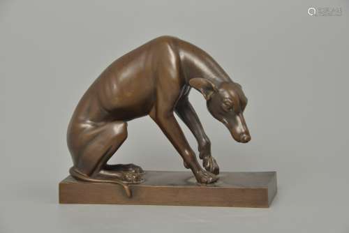 18 century style Chinese Hound bronze sculpture
