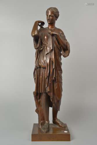 19 century style goddess of moon bronze sculpture