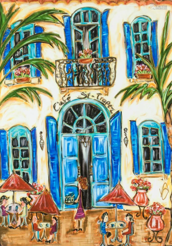 Karen Couillard Giclee on Canvas Cafe St. Tropez