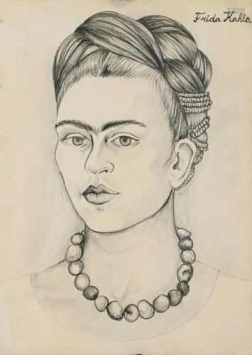Mexican Pencil on Paper Signed Frida Kahlo