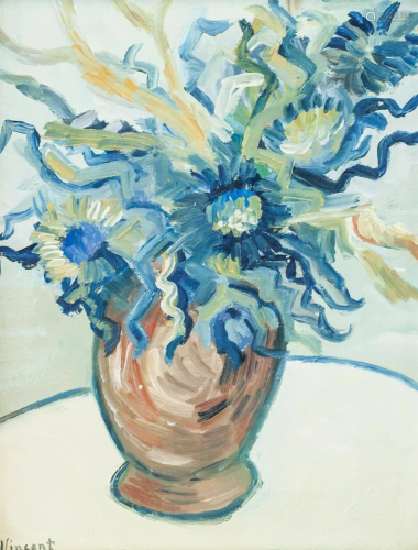 Dutch Oil on Canvas Vase Signed Vincent