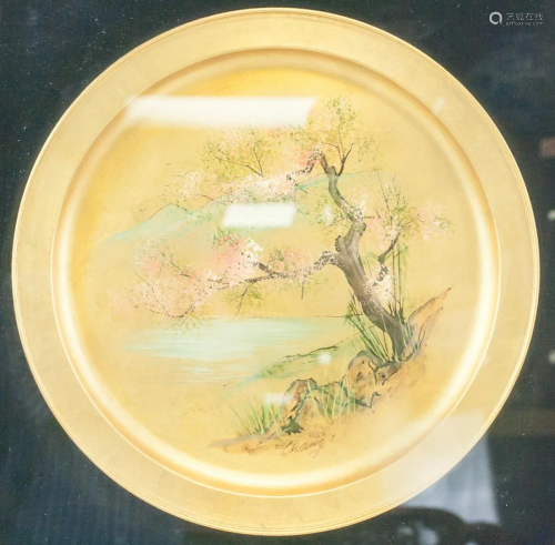 Chinese Watercolor on Bronze Plate