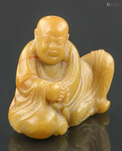 Chinese Soapstone Carved Lohan Figure