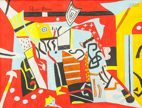 American Acrylic on Canvas Signed Stuart Davis