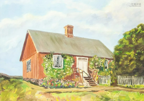 Swedish Oil on Board Red House