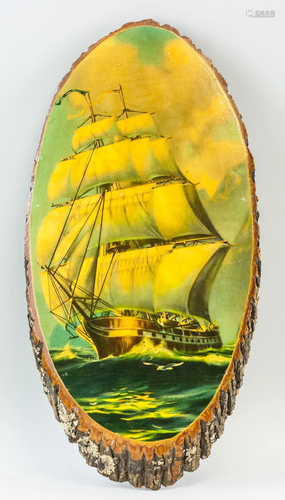 Print on Wood Block of RL Ship