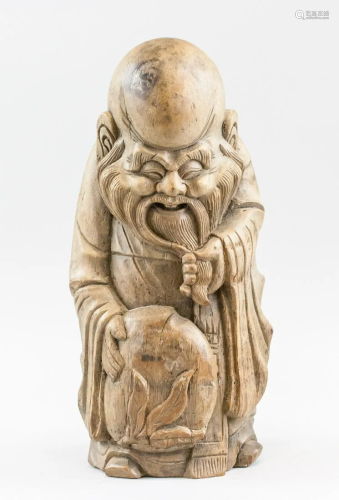 Large Chinese Bamboo Carved Lucky Man