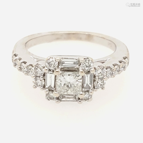 14k White Gold Diamond Engagement Ring