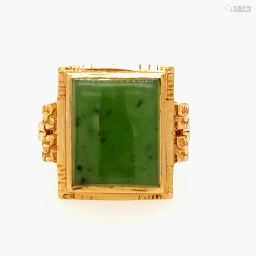 14k Yellow Gold Chrysoprase Ring