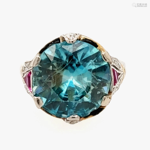 Art Deco Blue Zircon Ring