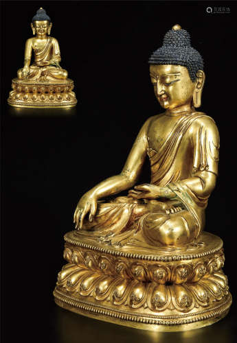 铜鎏金释迦牟尼像 早期购于北京