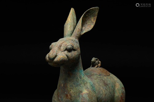 Copper rabbit-shaped ornaments in Han Dynasty