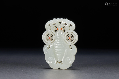 Hetian Jade Butterfly Pendant in Qing Dynasty