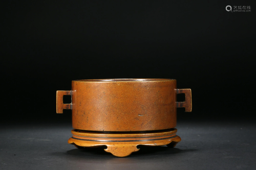 Bronze Double Ear Stove in Qing Dynasty