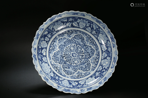 Blue and White Plate in Qing Dynasty