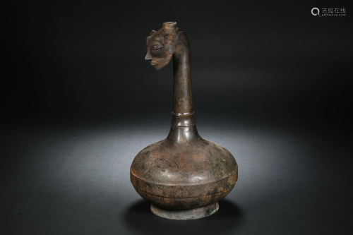 Bronze Vase with Beast Head in Han Dynasty