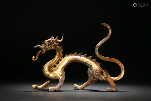 Bronze dragon head ornament in Tang Dynasty