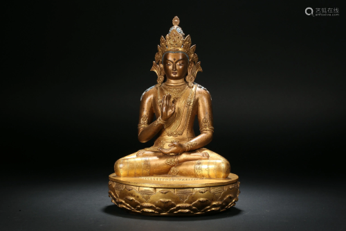 Gilt Bronze Buddha Statue in Qing Dynasty