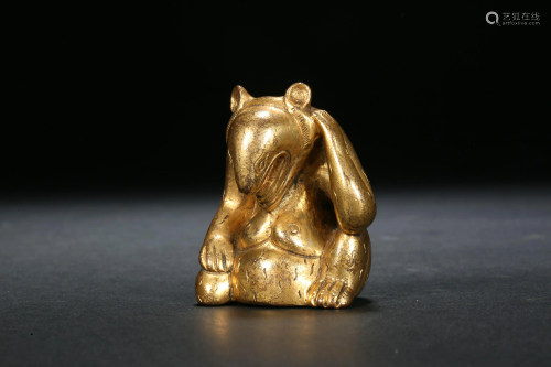 Gilt Bronze Bear in Han Dynasty